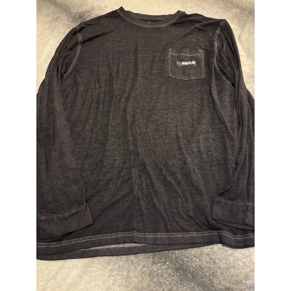 (B6) Magellan Outdoors Womens Gray Heather Long Sleeve Pocket Tee Shirt Large